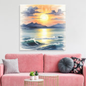 Waterverf Sunset Canvas Afdruk (Insitu (Woonkamer))