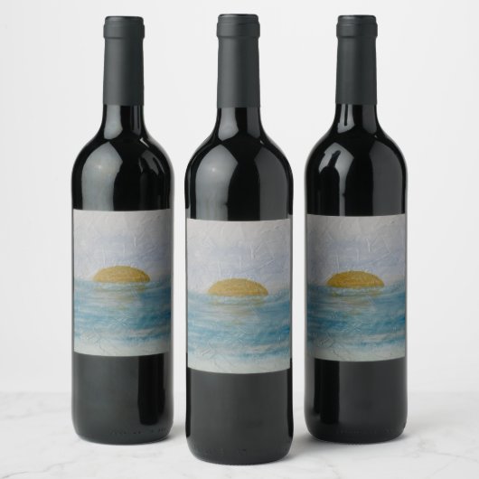 Waterverf Sunset Custom Beverage Blue Wine Label Wijn Etiket (Flessen)