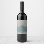 Waterverf Sunset Custom Beverage Blue Wine Label Wijn Etiket (Voorkant)