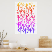 Waterverf Sunset Desert Fun Cactus Pink Pattern Poster (Keuken)