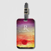 Waterverf Sunset Mountains Monogrammed Bagagelabel (Voorkant (verticaal))