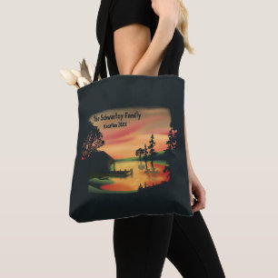 Waterverf Sunset Ponton Escape Groen Rood Draagtas