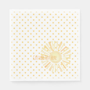 Waterverf Sunshine Art EIGEN TEKST Gele Polka Dots Servet