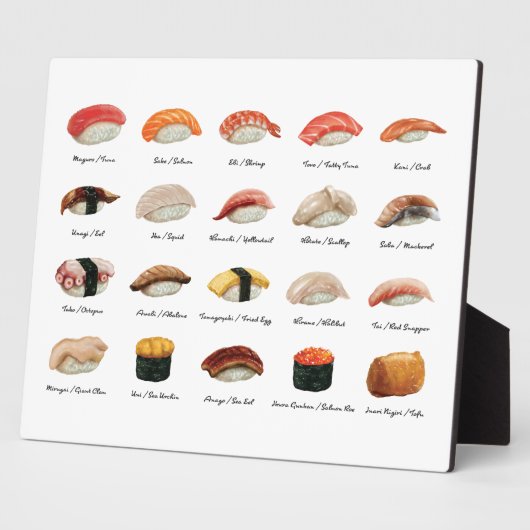Waterverf Sushi Chart Tabletop Fotoplaat (Zijkant)