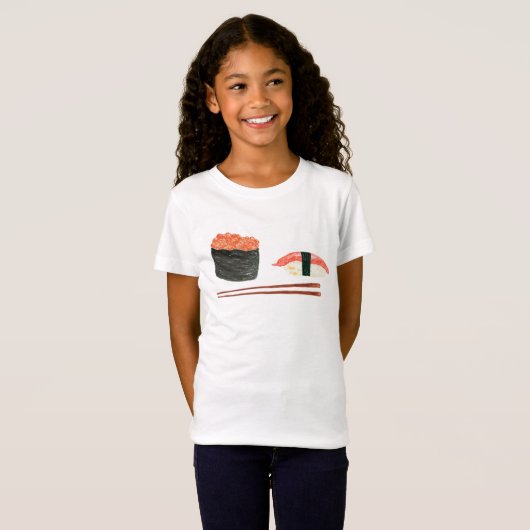 Waterverf Sushi en knuppels T-shirt (Voorkant volledig)