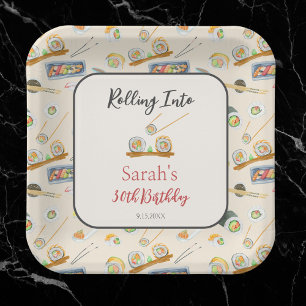 Waterverf Sushi en Sashimi Elke Verjaardag Papieren Bordje