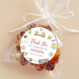 Waterverf Sushi en Sashimi Verjaardag Bedankt Ronde Sticker