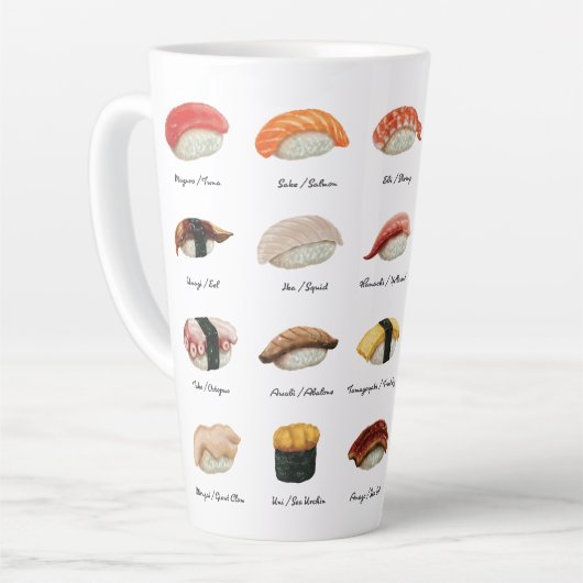 Waterverf Sushi Grafiek Latte Mok (Linkerhoek)