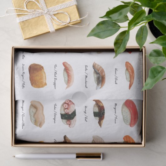 Waterverf Sushi Grafiek Tissuepapier (Geschenk)