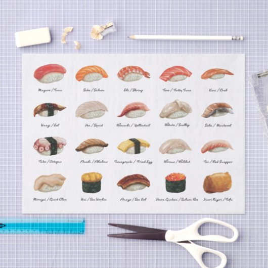 Waterverf Sushi Grafiek Tissuepapier (Craft)