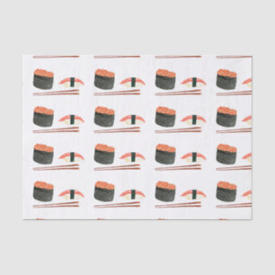 Waterverf Sushi Rolls Met Eetstokjes Tissue Pape Tissuepapier