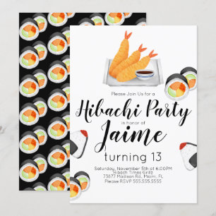 Waterverf Sushi Teen Birthday Hibachi Tempura Kaart