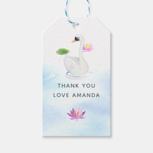 Waterverf Swan Cadeaulabel (Voorkant)