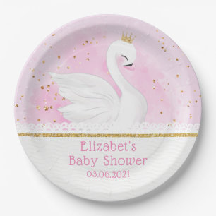 Waterverf Swan Princess Baby shower  Papieren Bordje