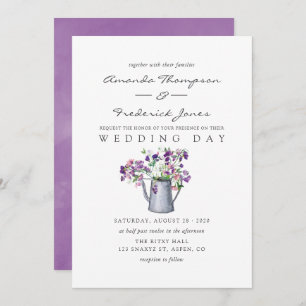 Waterverf Sweet Pea Floral Wedding Kaart