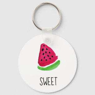 Waterverf Sweet Pink Watermelon Sleutelhanger