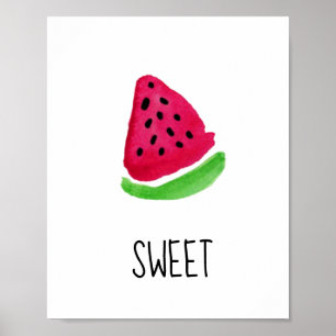 Waterverf Sweet Watermelon Home Decor Poster