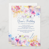 Waterverf Symfonie Uitnodiging (Voorkant / Achterkant)