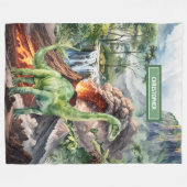 Waterverf T-Rex Dinosaur Deken Gepersonaliseerd (Voorkant (Horizontaal))