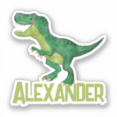 Waterverf T-rex Dinosaurus met Aangepaste Kinder N Sticker (Voorkant)