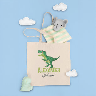 Waterverf T-rex Dinosaurus met Aangepaste Kinder N Tote Bag