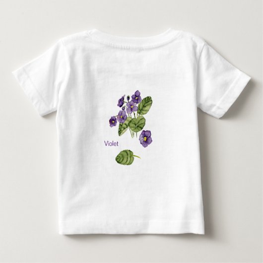 waterverf T-shirt met Paarse paarse bloem (Achterkant)