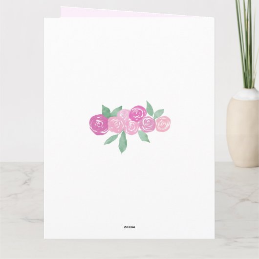 Waterverf taart en roze rozen kaart (Achterkant)