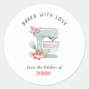 Waterverf taart mixer bloem bloemisterij ronde sticker