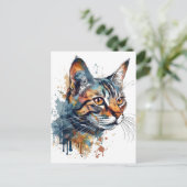 Waterverf tabby briefkaart (Staand voorkant)