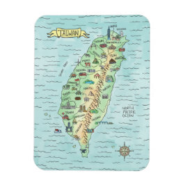 Waterverf Taiwan Map Magnet Magneet