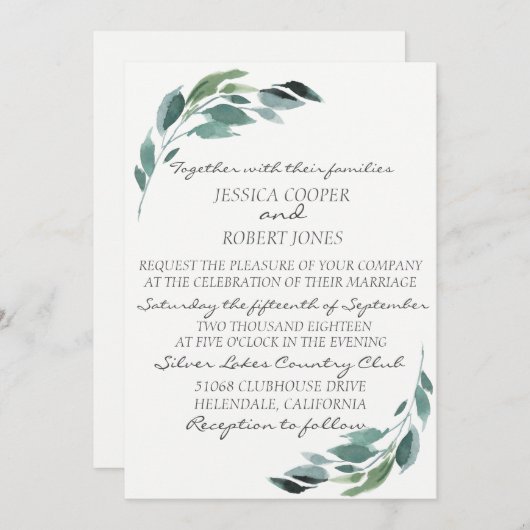 Waterverf tak bruiloft uitnodiging (Voorkant / Achterkant)