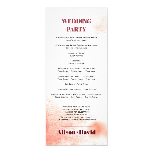 Waterverf tak en maan Japandi bruiloft programma (Achterkant)