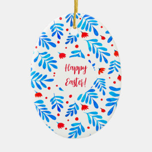 Waterverf takken en bloemen Pasen Keramisch Ornament