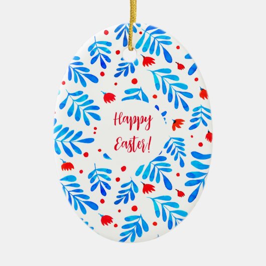 Waterverf takken en bloemen Pasen Keramisch Ornament (Voorkant)