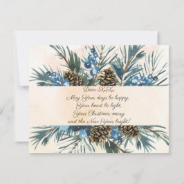 Waterverf takken en kegels lijst met wensen feestdagenkaart