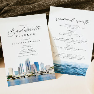 Waterverf Tampa Florida Silhouet Oceaan Tropisch Kaart