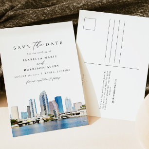 Waterverf Tampa Florida Skyline Save the Date Briefkaart