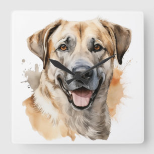 WATERVERF TAN ANATOLIAN SHEPHERD DOG VIERKANTE KLOK