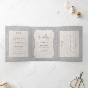 waterverf tandem bike met harten bruiloft drieluik uitnodiging