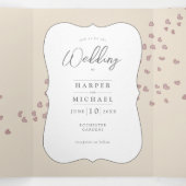 waterverf tandem fiets met hartenbruiloft Tri-Fo Drieluik Uitnodiging (Binnenkant midden)