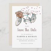 Waterverf Tandem fiets opslaan datum Kaart (Voorkant / Achterkant)