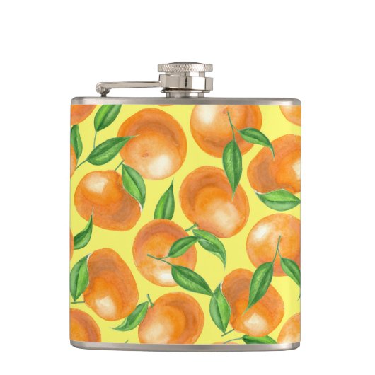 Waterverf tangerines heupfles (Voorkant)