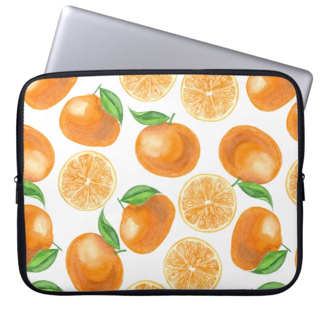 Waterverf tangerines laptop sleeve (Voorkant)
