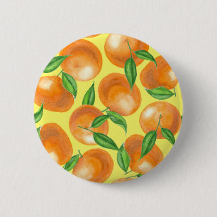 Waterverf tangerines ronde button 5,7 cm