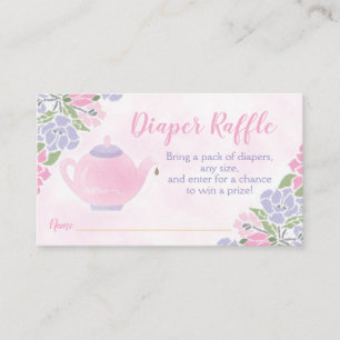 Waterverf Tapot Baby shower Diaper Raffle Ticket Informatiekaartje