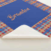Waterverf Tartan met de hand geverfde monogrammen Sherpa Deken (3/4)