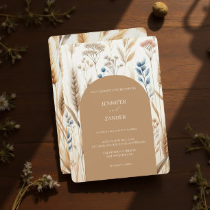 Waterverf Tarwe Elegante Rustieke Fall Wedding Kaart