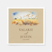 Waterverf Tarweveld Bloemige Trouwservetten Servet (Voorkant)