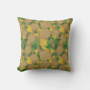 Waterverf Taupe Citrus citroen fruit Kussen