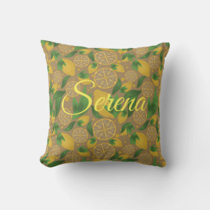 Waterverf Taupe Lemon Fruit Personalized Throw Pi Kussen